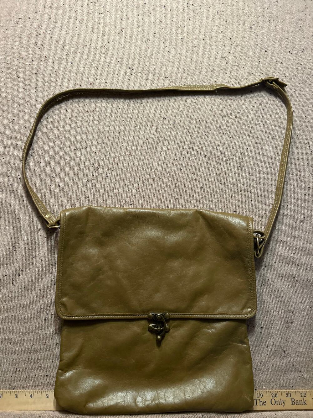 Handmade Leather Messenger Bag Purse Olive Green